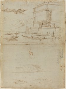 Studie Lago Maggiore a vchodu do Palazzo od Gaspar van Wittel