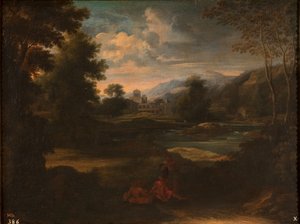 Dughet - Krajina se třemi postavami, 1648 - 1650 od Gaspard Dughet
