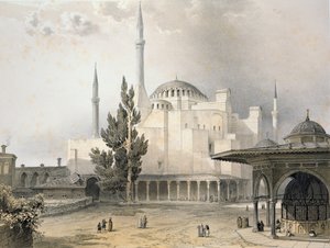 Nádvoří Hagia Sofia (deska 15), rytina Louise Hagheho (1806-85), vydáno 1852