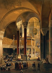 Hagia Sophia, deska 8: Imperial Gallery and Box, rytý Louis Haghe (1806-85) publikoval 1852