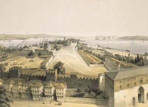 Panorama Konstantinopole, deska 22 z „Aya Sofia, Konstantinopol“, vyryl Louis Haghe (1806-85) 1852