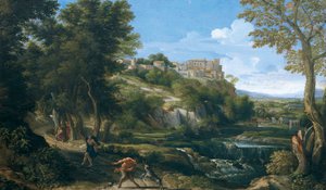 Krajina zobrazující tančícího fauna a nymfu 1667–1668, Gaspard Dughet (1615–1675)