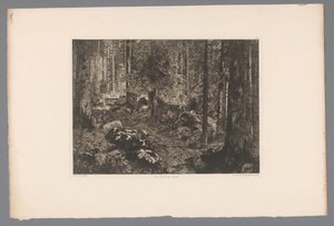 Boslandschap Jedle z Doubs (název na objektu) Francie etsen uit 1876 (název série) Lept v roce 1876 (název série) od Gaston Coindre