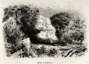 Jeskyně Napoleon nebo Napoleon Bonaparte (1769-1821) se jako dítě rád uchýlil ke studiu a meditaci. Rytina a příběh „La Corse““ od Gastona Vuilliera (1845-1915), v roce 1890, v Le tour du monde, nouveau journal des voyages, pod vedením