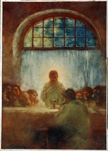 La Supper (Poslední večeře). Obraz Gastona de La Touche (1854-1913)