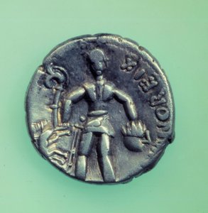 Galská civilizace: mince lidu Eduen představující válečníka. 1. století před naším letopočtem.