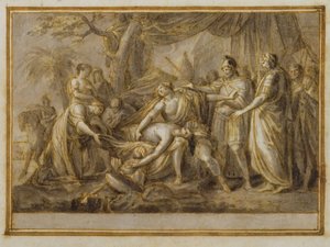 Achilles Lamenting the Death of Patroclus, 1760-63 (pero, inkoust a mytí na papíře)