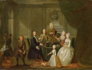 Skupinový portrét, pravděpodobně rodiny Raikes, kolem 1730-32 (olej na plátně)