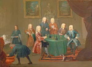 Bratři Clarkeové a další pánové berou víno, c.1730-35