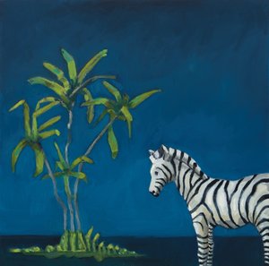 Zebra s palmou, 2019 (olej na plátně)