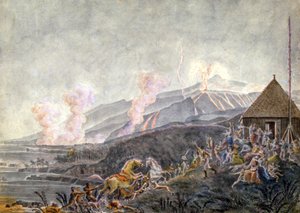Panika při erupci Piton de la Fournaise od Genevieve-Sophie-Marie-Adele Patu de Rosemont