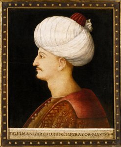 Portrait de Soliman (Suleyman) Ier le Magnifique (1494-1566), sultán Osman"" Peinture anonyme - Sultan Suleiman I. Velkolepý par Bellini, Gentile od Gentile (school of) Bellini