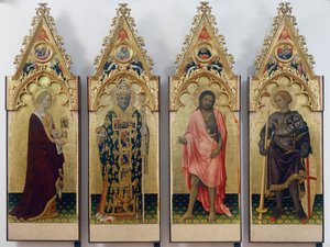 Čtyři světci z Quaratesi Polyptych, svatá Máří Magdalena, svatý Mikuláš z Bari, svatý Jan Křtitel a svatý Jiří od Gentile da Fabriano