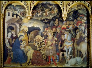 Klanění tří králů Detrempe na dřevě od pohana da Fabriana (1370-1427) 1423. Ne. 3x2,8 m Florencie, galerie Uffizi. od Gentile da Fabriano