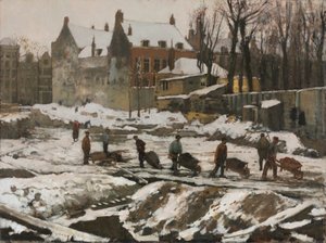 Staveniště v Amsterdamu, asi 1902 (olej na látce)