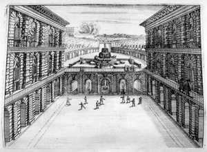 Návrh zámku a zahrady, 1664 od Georg Andreas Bockler