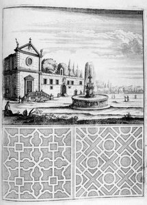 Návrh domu, fontány a zahrady, 1664 od Georg Andreas Bockler