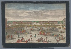 Pohled na stáje paláce ve Versailles Gesicht der Ställe zu Versalien, převzato z dem Zweiten Gitter (název na objektu)