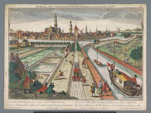 Pohled na Amsterdamský kanál v Haarlemu Canal zu Harlem, st. Threckschuijten po Amsterdamu ab und zu gehen (název na objektu) Haarlem (název série)