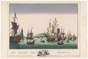 Pohled na přístav v Batavia Roadstead of Batavia (název na objektu) Pohledy na přístav (název seriálu) od Georg Balthasar Probst