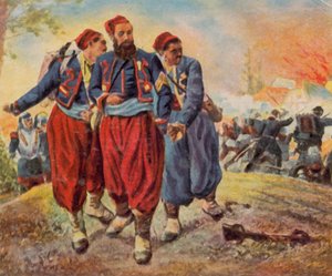 Turkos zajat u Wörthu, 6. srpna 1870 (barevná litografie) od Georg Bleibtreu