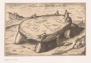 Pohled na Pierre Levée poblíž Poitiers La pierre levee demie lieue de Poictiers (název na objektu) od Georg Braun (possibly)