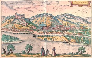 Bratislava, Slovensko - v "Civitates Orbis Terrarum" Georga Brauna, Kolín nad Rýnem 1617 od Georg Braun