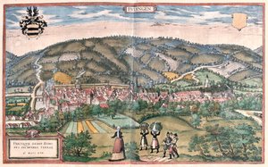 Budingen, Německo - v "Civitates Orbis Terrarum" od Georga Brauna, Kolín nad Rýnem 1617 od Georg Braun
