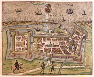 Calais, Francie - v knize "Civitates Orbis Terrarum" od Georga Brauna, Kolín nad Rýnem 1617 od Georg Braun