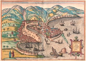 Chios, Řecko - v knize "Civitates Orbis Terrarum" od Georga Brauna, Kolín nad Rýnem 1617 od Georg Braun