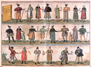 Kostýmy pro muže a ženy - v "Civitates Orbis Terrarum" od Georga Brauna, Kolín nad Rýnem 1617 od Georg Braun