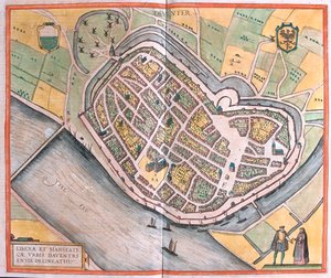 Deventer, Nizozemsko - v knize "Civitates Orbis Terrarum" od Georga Brauna, Kolín nad Rýnem 1617 od Georg Braun