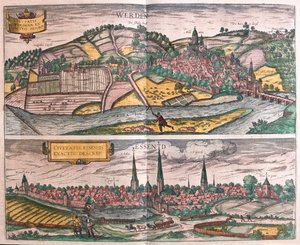 Essen a Werden, Německo - v "Civitates Orbis Terrarum" od Georga Brauna, Kolín nad Rýnem 1617 od Georg Braun