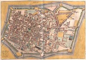 Lucca, Itálie - v knize "Civitates Orbis Terrarum" od Georga Brauna, Kolín nad Rýnem 1617 od Georg Braun