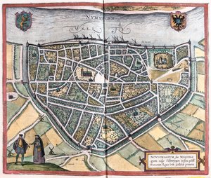 Nijmegen - Nizozemsko, v "Civitates Orbis Terrarum" od Georga Brauna, Kolín nad Rýnem 1617 od Georg Braun