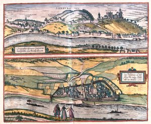 Saarburg, Pfalzel, Německo - v "Civitates Orbis Terrarum" od Georga Brauna, Kolín nad Rýnem 1617 od Georg Braun