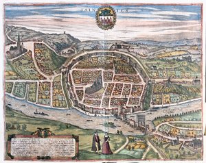 Saintes, Francie - v publikaci "Civitates Orbis Terrarum" od Georga Brauna, Kolín nad Rýnem 1617 od Georg Braun
