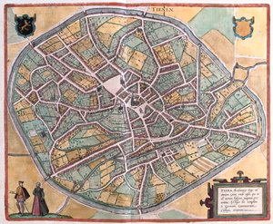 Tienen, Belgie, v "Civitates Orbis Terrarum" od Georga Brauna, Kolín nad Rýnem 1617 od Georg Braun