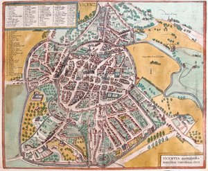 Vicenza, Itálie - v publikaci "Civitates Orbis Terrarum" od Georga Brauna, Kolín nad Rýnem 1617 od Georg Braun