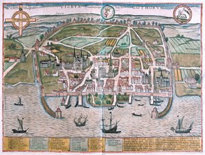 Visby, ostrov Gotland, Švédsko - v knize "Civitates Orbis Terrarum" od Georga Brauna, Kolín nad Rýnem 1617 od Georg Braun