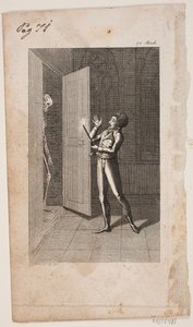 Ilustrace s mladým mužem a kostrou od Georg Christian Schule
