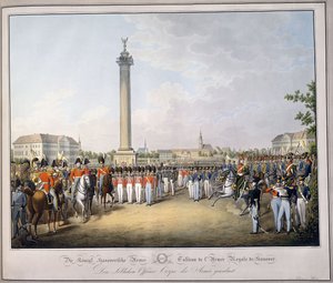 Tabulka královské armády Hannoveru, z "Tableau des Armees de l"Europe", od Luwiga Von Kleista, kolem 1828-1845