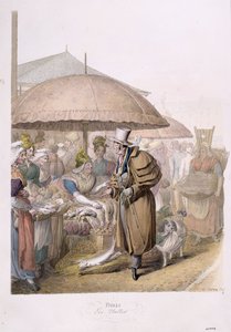 Trhy v Les Halles, 1831 (wc na papíře) od Georg Emanuel Opitz