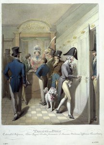 Kancelář divadla Francais, z Tableau de Paris, 1815-30 (wc na papíře) od Georg Emanuel Opitz