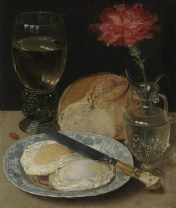 Německy: Stillleben mit Spiegeleiern Stil-life se smaženými vejci od Georg Flegel
