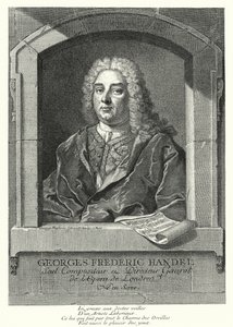George Frideric Handel , německý barokní skladatel (rytina)