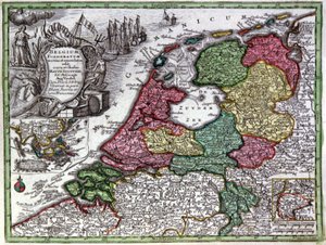 Mapa Holandska od Georg Matthäus Seutter