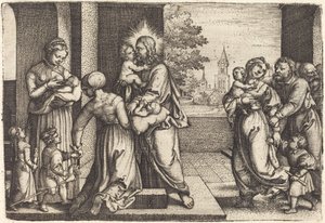 Kristus obklopený dětmi od Georg Pencz
