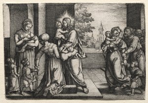 Kristus s malými dětmi od Georg Pencz