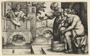 David pozoruje Batšebu od Georg Pencz